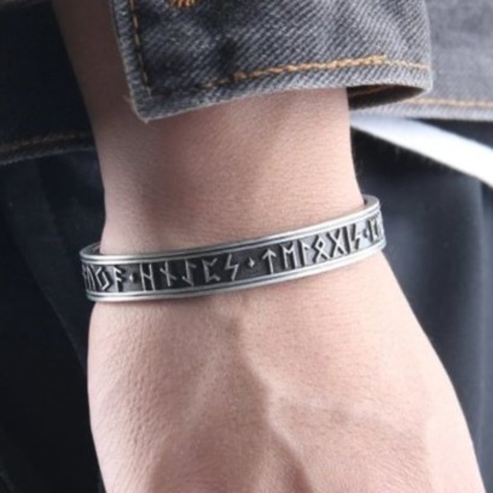 Viking Elder Futhark Runes Cuff bracelet